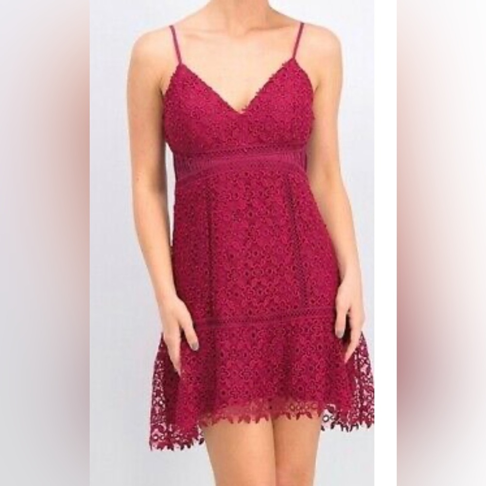 GUESS Forbidden Lace Mini Dress Crushed Berry - Size Medium